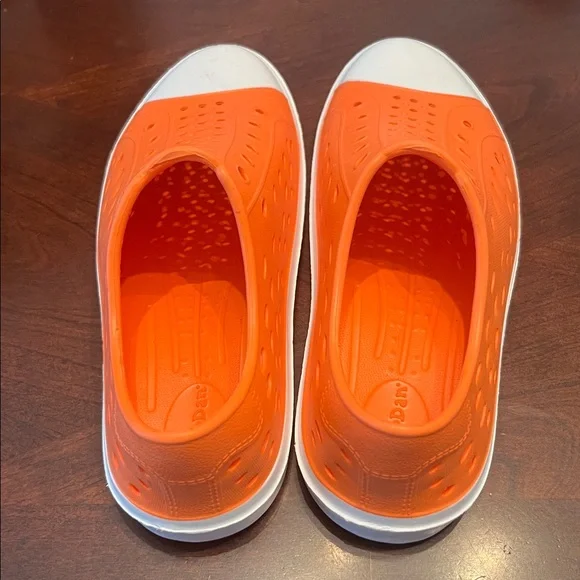 Lily & Dan Bright Orange Slip-On Rubber Sneakers with White Toe - Picture 2 of 4